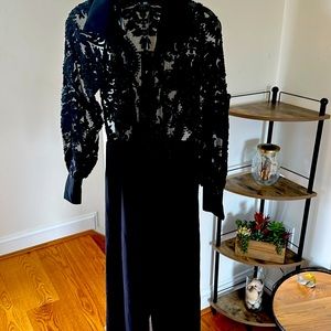 Fashion Nova Touch of Lace Long Sleeve Jumpsuit